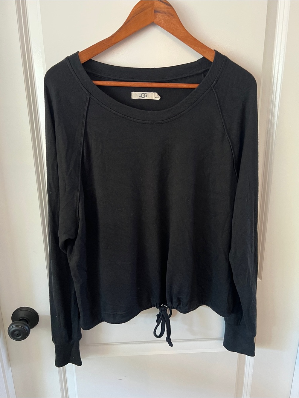 UGG Black Long-Sleeve Scoop Neck Drawstring Hem Top